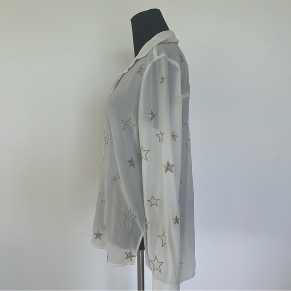ARK & CO. White button down blouse with gold stars. NWOT - Picture 13 of 16